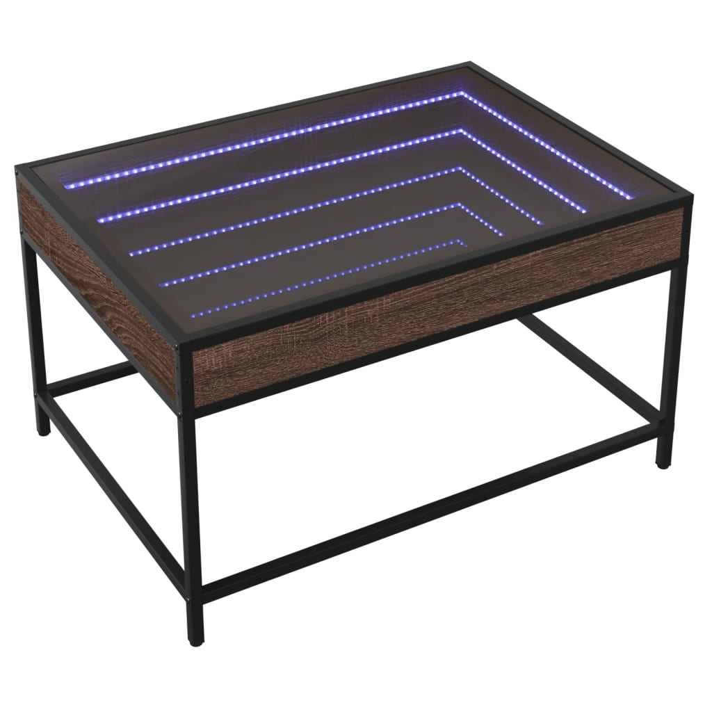 Table basse avec LED infini chêne marron 70x50x41 cm - XIOS
