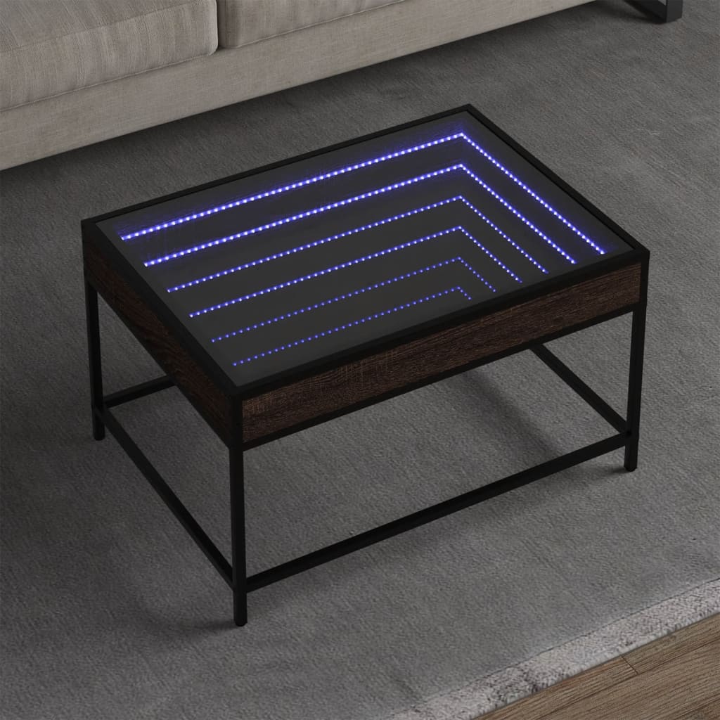 Table basse avec LED infini chêne marron 70x50x41 cm - XIOS