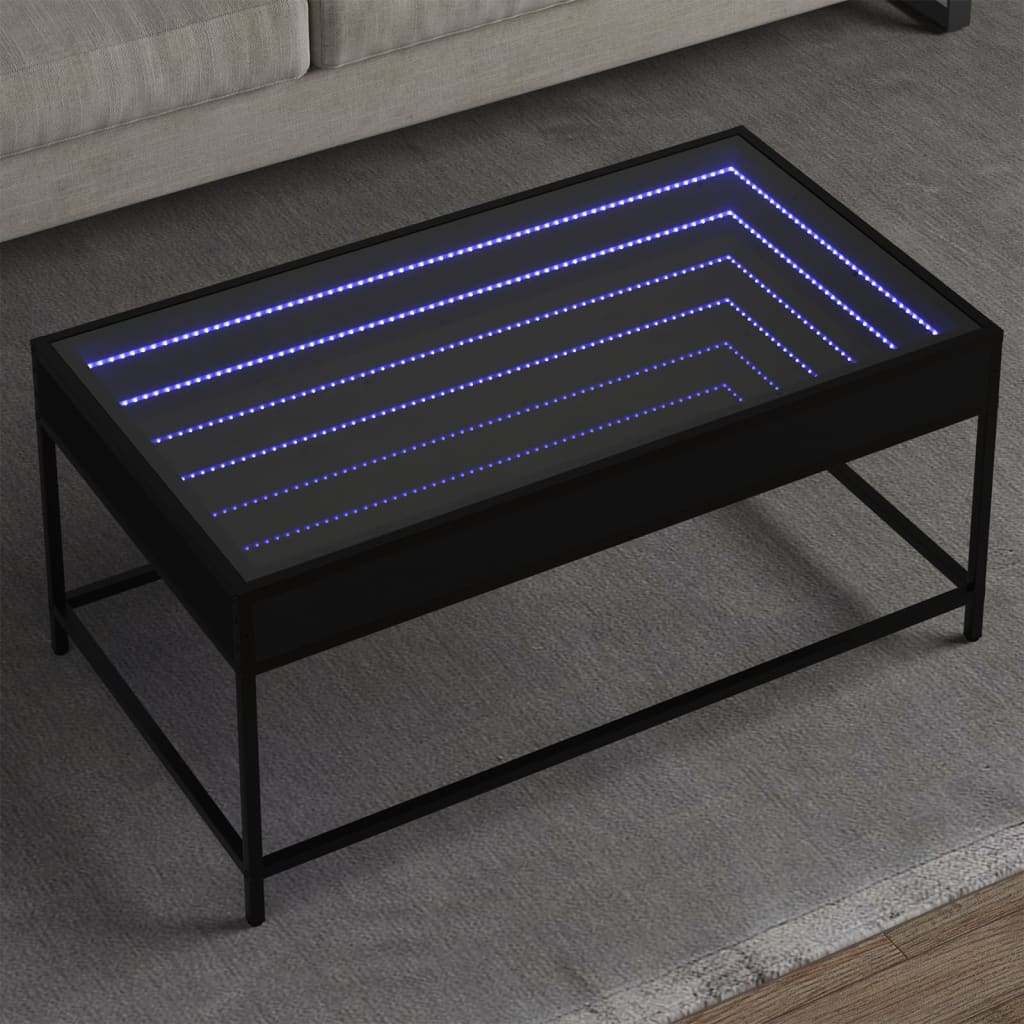 Table basse avec LED infini noir 90x50x41 cm - XIOS