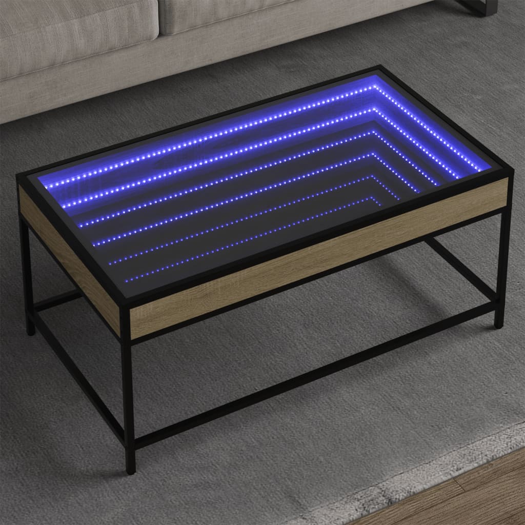 Table basse avec LED infini chêne sonoma 90x50x41 cm - XIOS