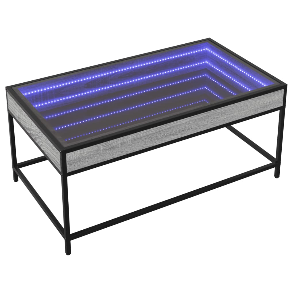 Table basse avec LED infini sonoma gris 90x50x41 cm - XIOS