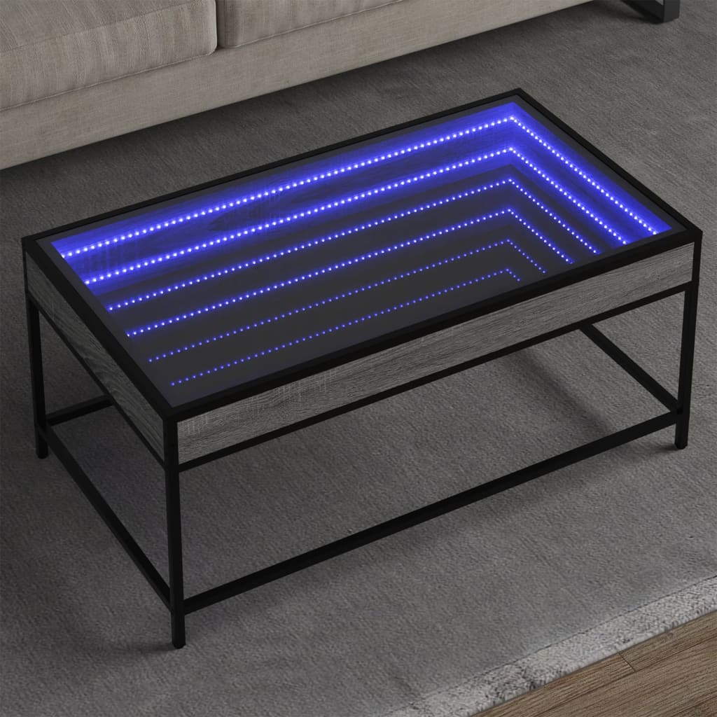 Table basse avec LED infini sonoma gris 90x50x41 cm - XIOS