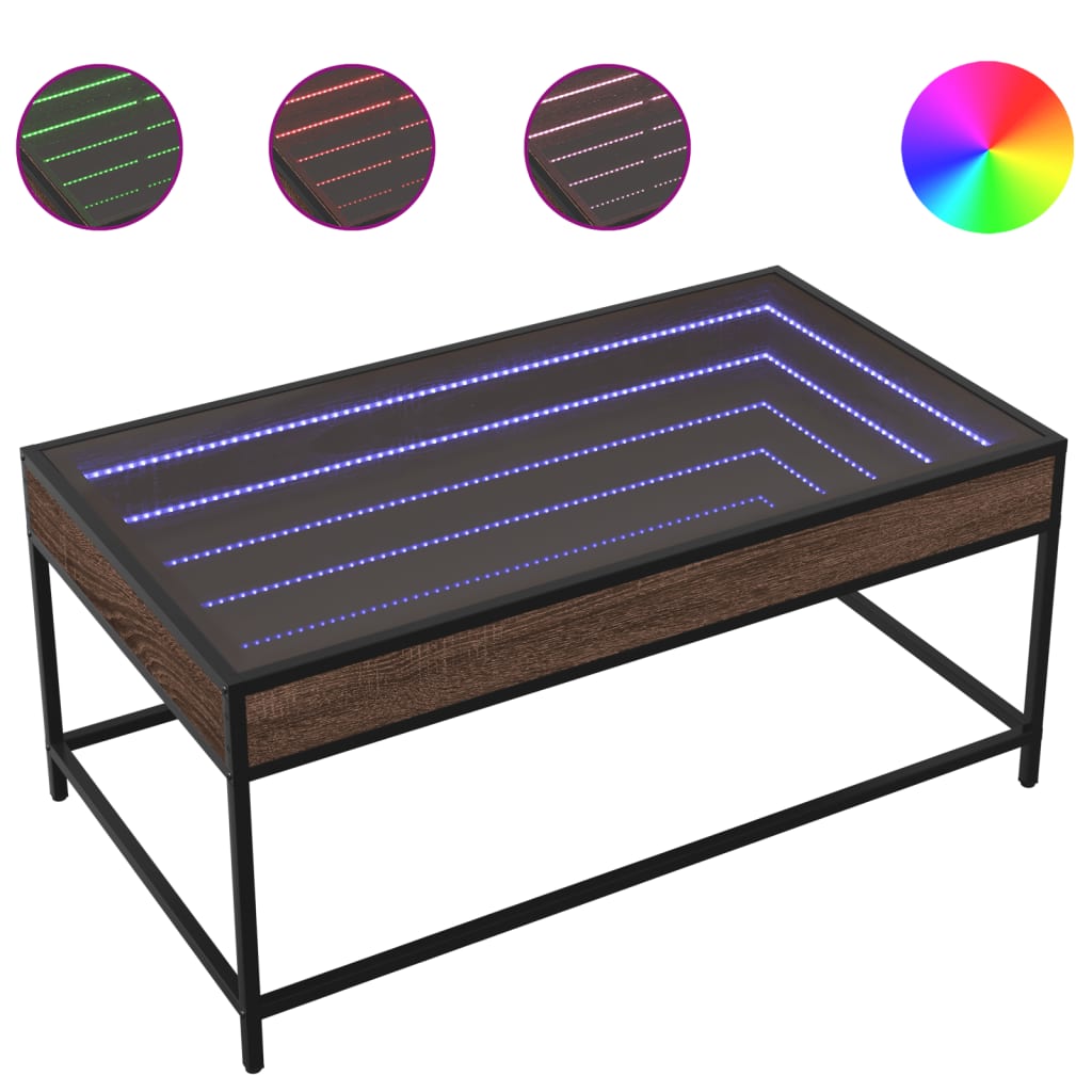 Table basse avec LED Infinity chêne marron 90x50x41 cm - XIOS
