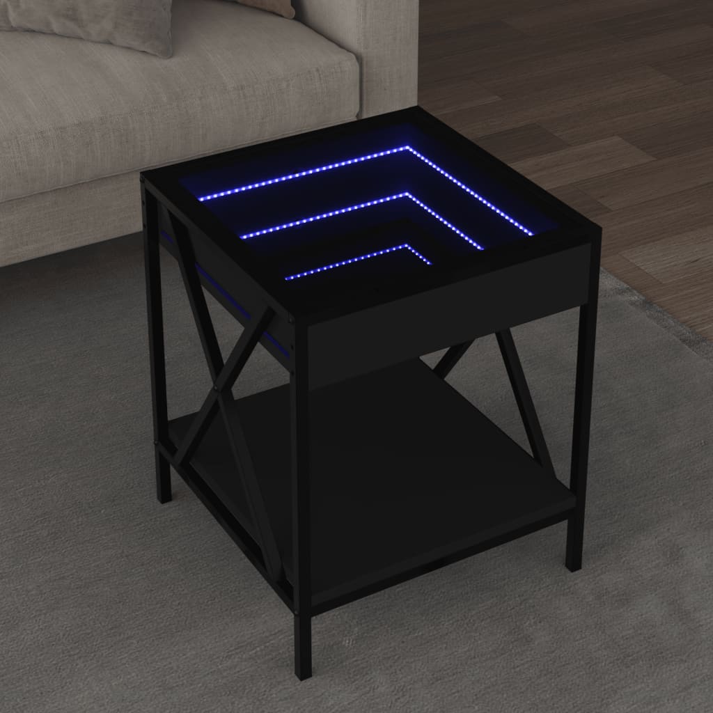 Table basse avec LED Infinity noir 40x40x49 cm - XIOS