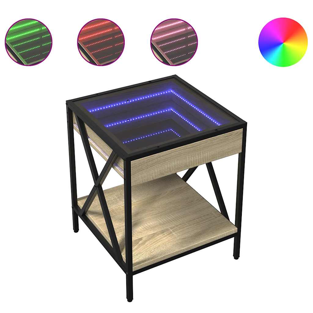 Table basse avec LED Infinity chêne sonoma 40x40x49 cm - XIOS