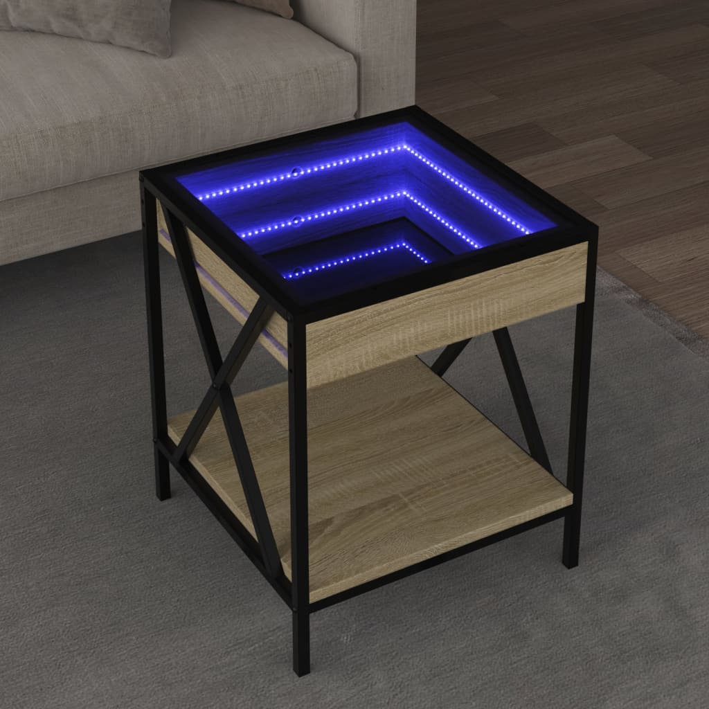 Table basse avec LED Infinity chêne sonoma 40x40x49 cm - XIOS