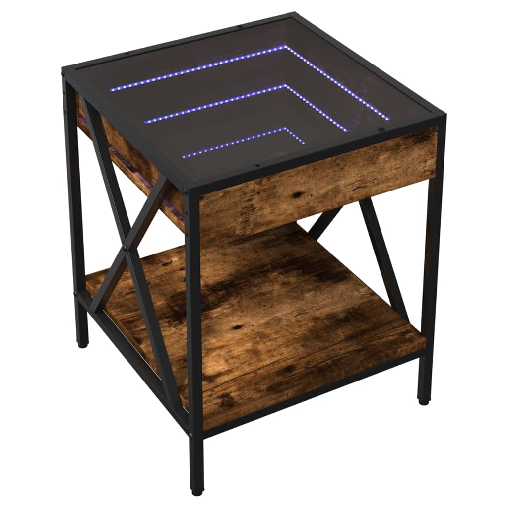 Table basse avec LED Infinity chêne fumé 40x40x49 cm - XIOS