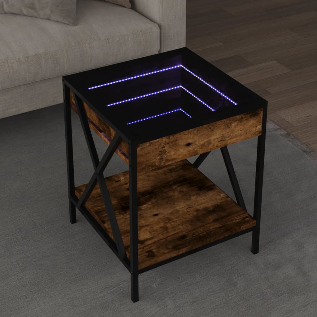 Table basse avec LED Infinity chêne fumé 40x40x49 cm - XIOS