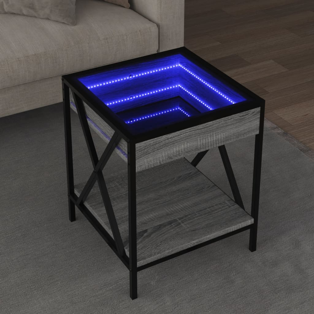 Table basse avec LED Infinity sonoma gris 40x40x49 cm - XIOS