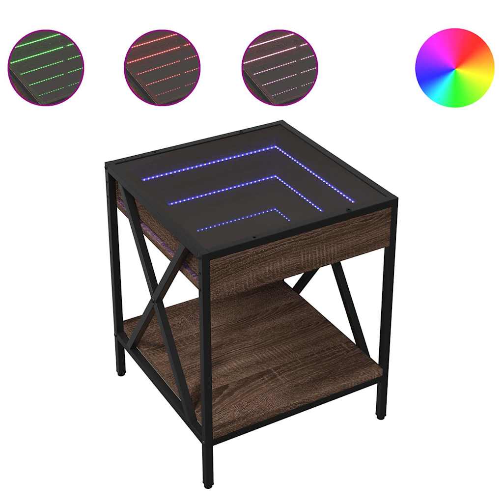 Table basse avec LED Infinity chêne marron 40x40x49 cm - XIOS