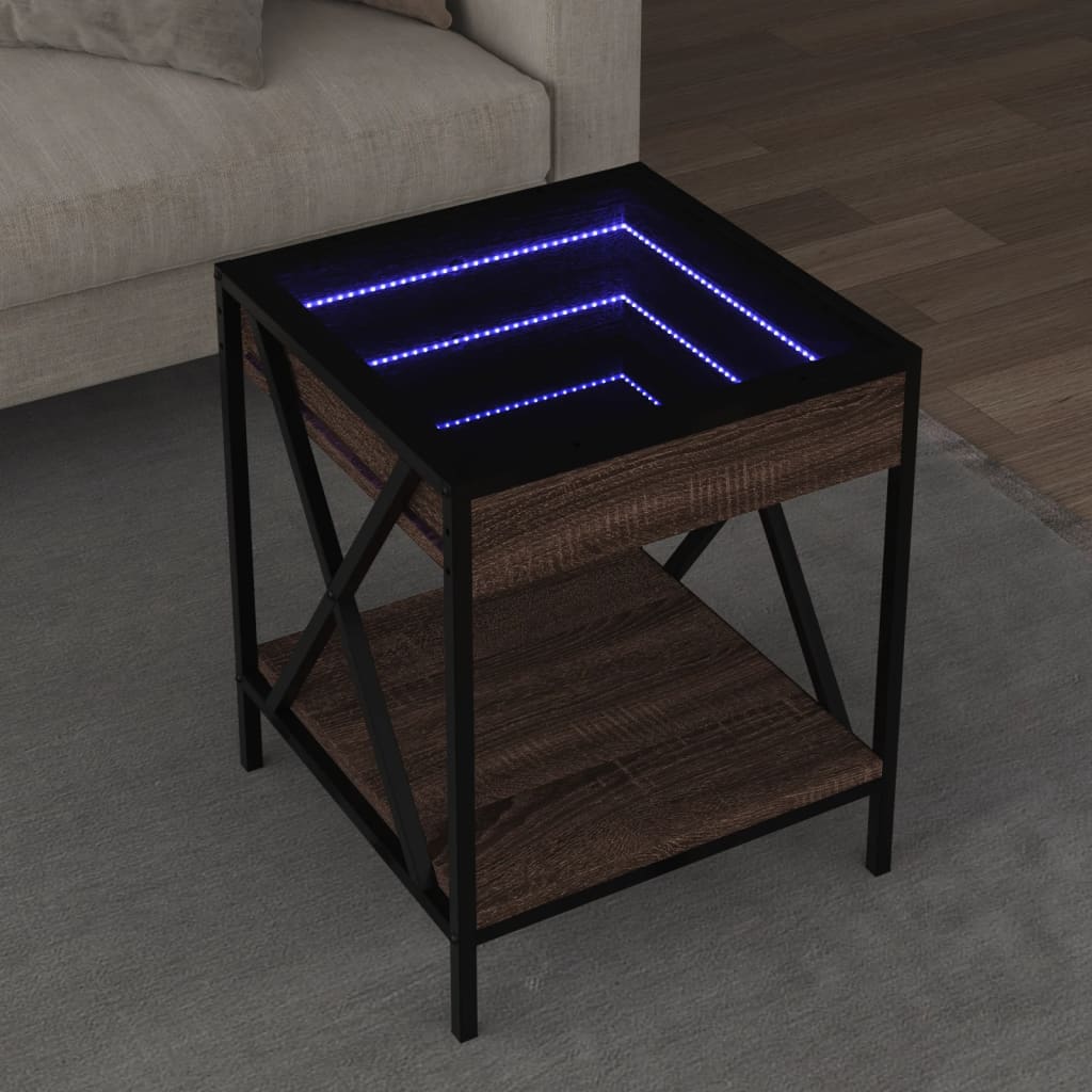 Table basse avec LED Infinity chêne marron 40x40x49 cm - XIOS