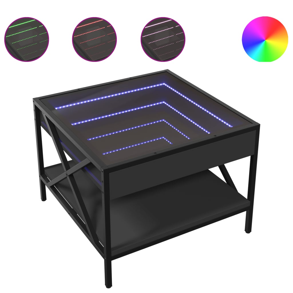 Table basse avec LED infini noir 50x50x38 cm - XIOS