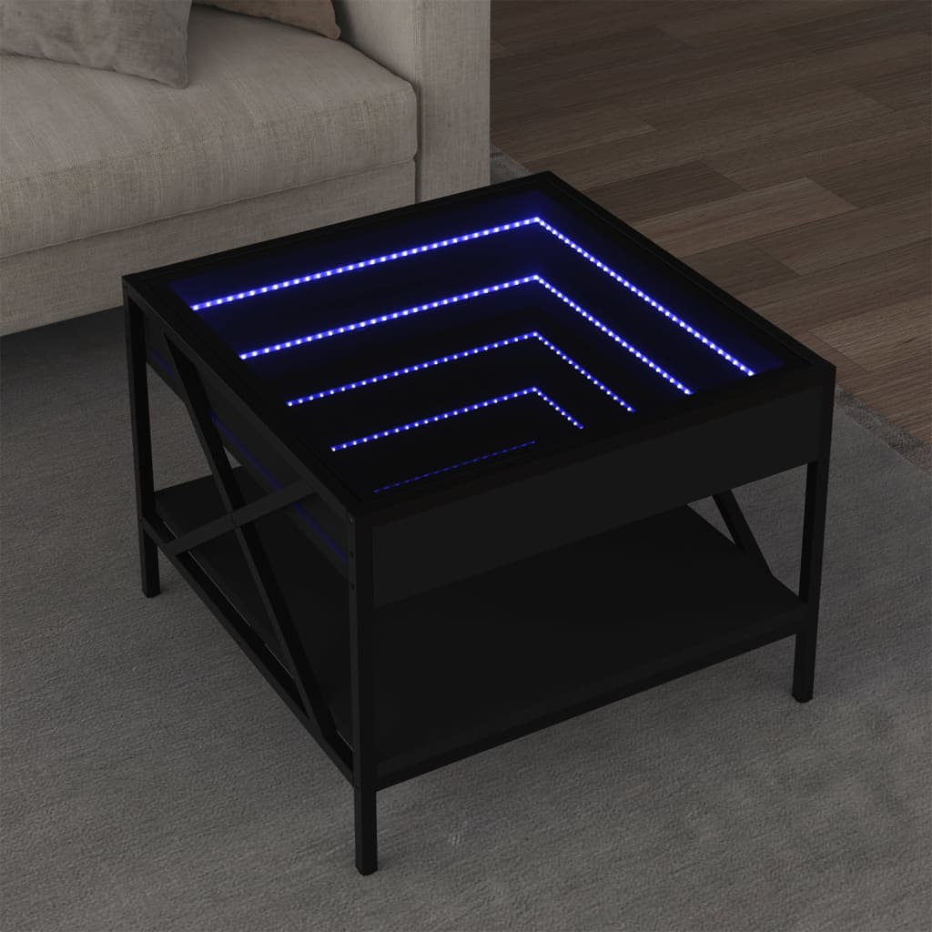 Table basse avec LED infini noir 50x50x38 cm - XIOS