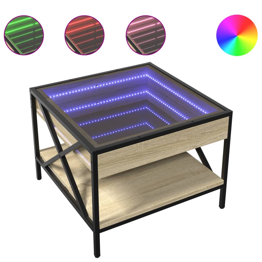 Table basse avec LED infini chêne sonoma 50x50x38 cm - XIOS