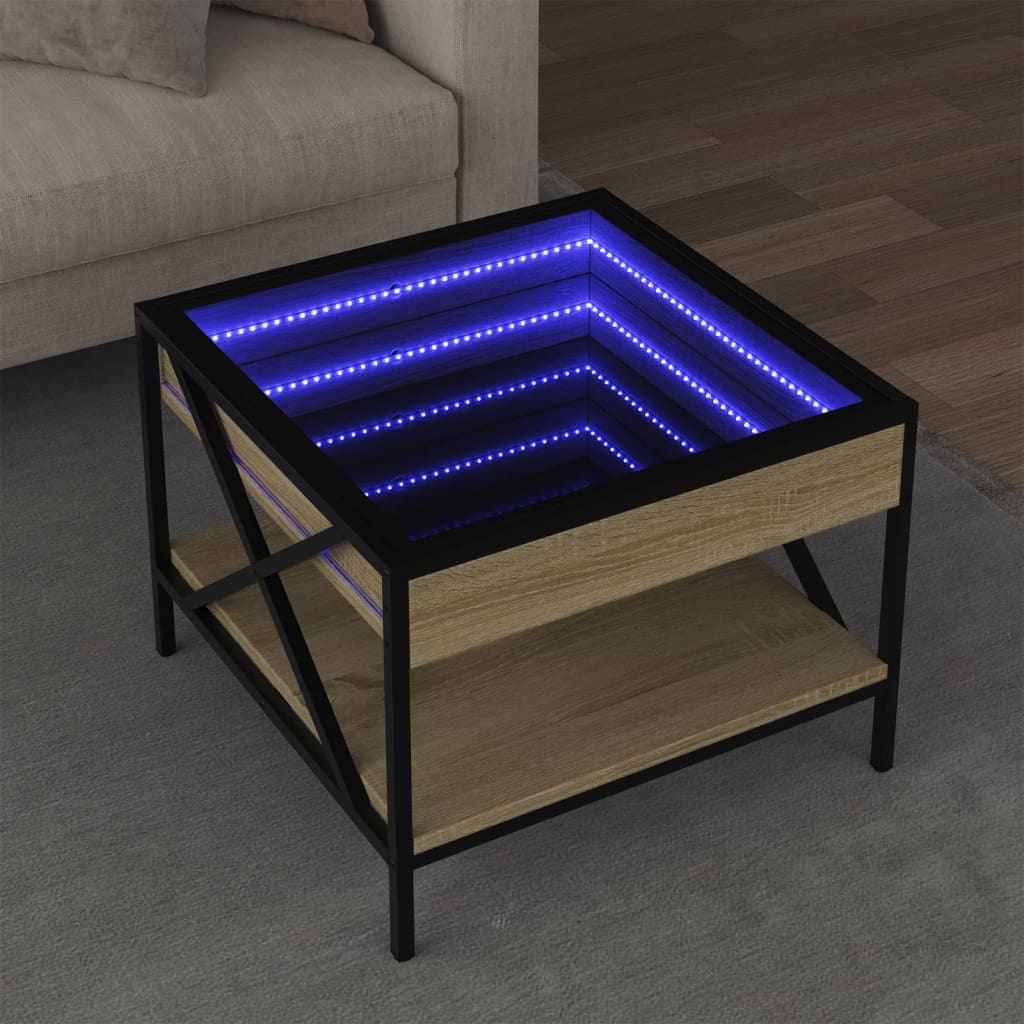 Table basse avec LED infini chêne sonoma 50x50x38 cm - XIOS