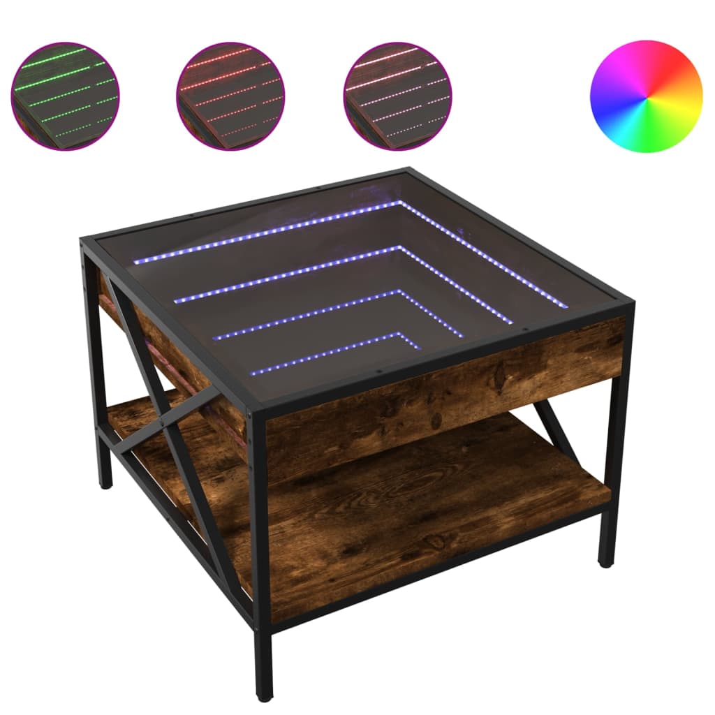 Table basse avec LED Infinity chêne fumé 50x50x38 cm - XIOS