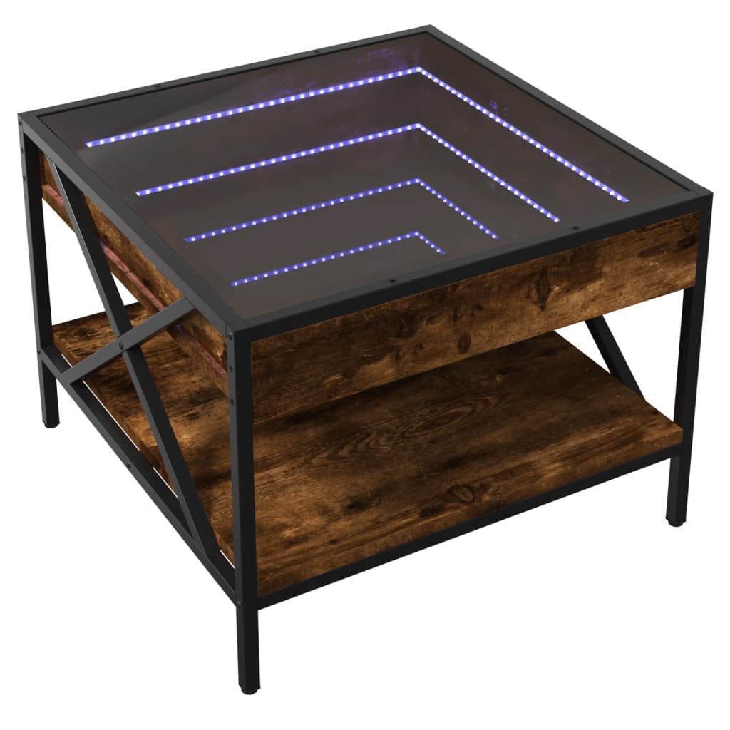 Table basse avec LED Infinity chêne fumé 50x50x38 cm - XIOS