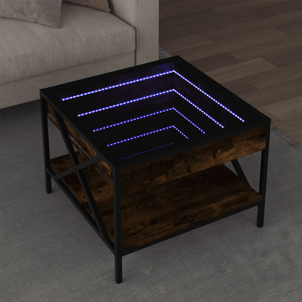 Table basse avec LED Infinity chêne fumé 50x50x38 cm - XIOS