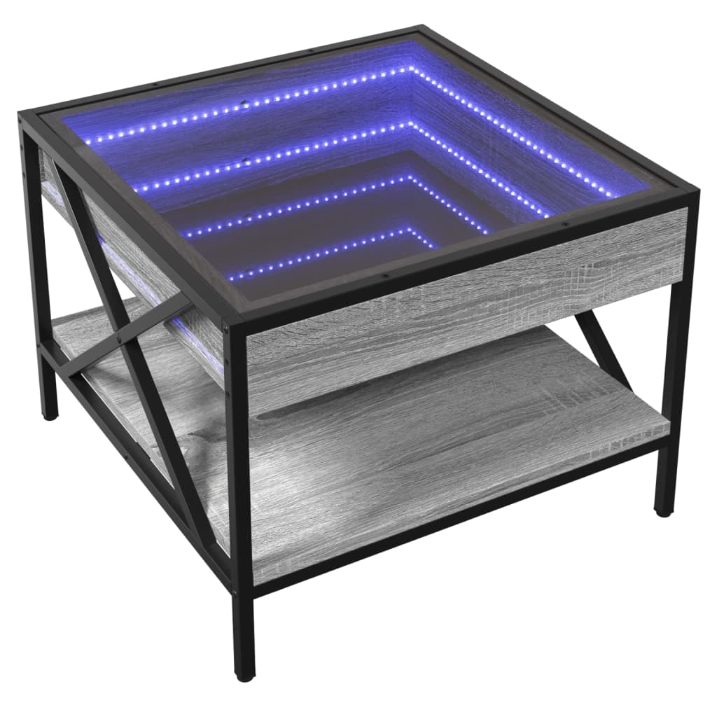 Table basse avec LED Infinity sonoma gris 50x50x38 cm - XIOS