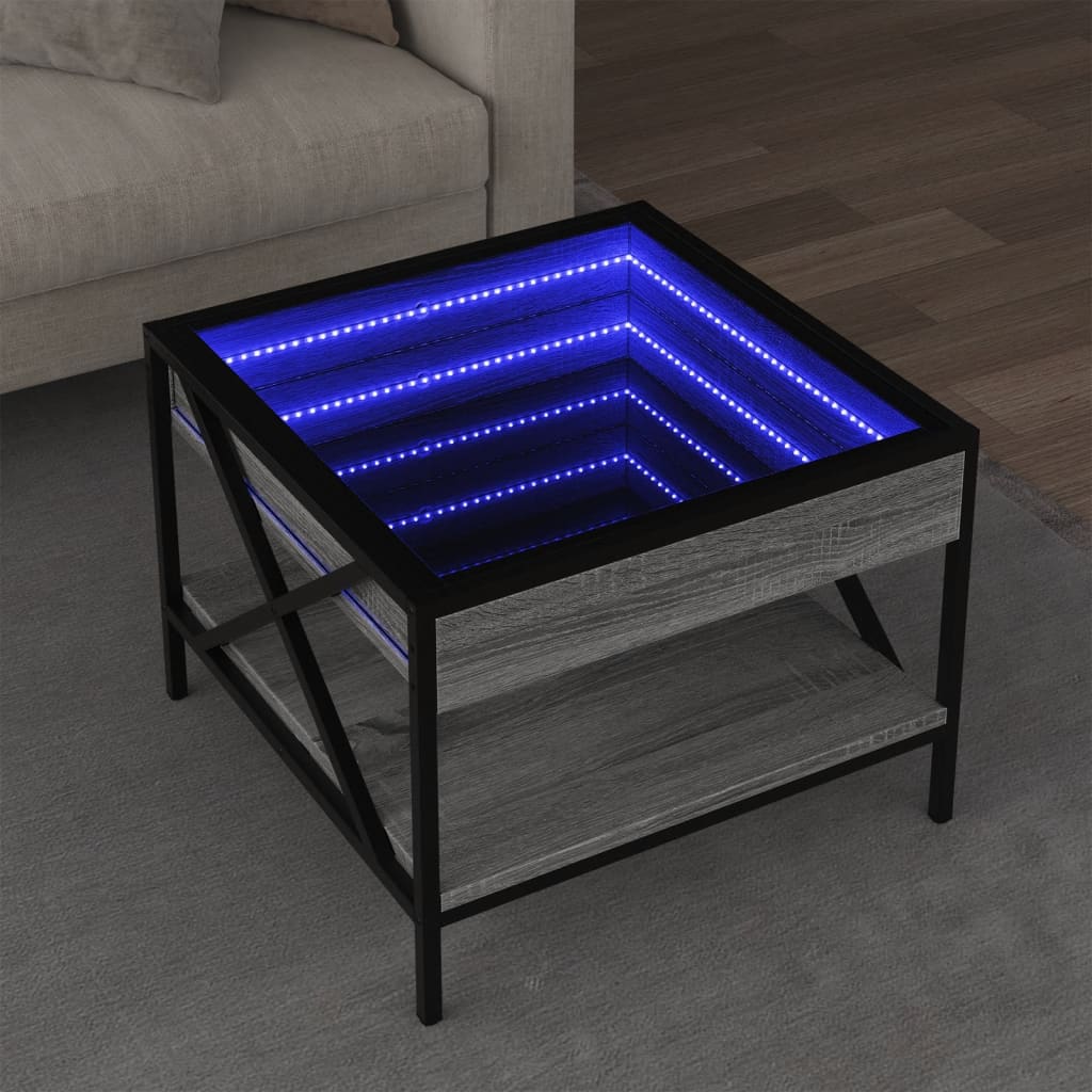 Table basse avec LED Infinity sonoma gris 50x50x38 cm - XIOS