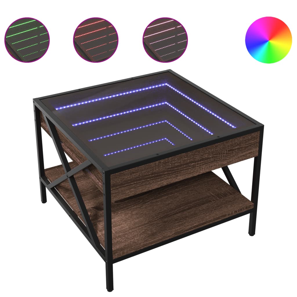 Table basse avec LED Infinity chêne marron 50x50x38 cm - XIOS