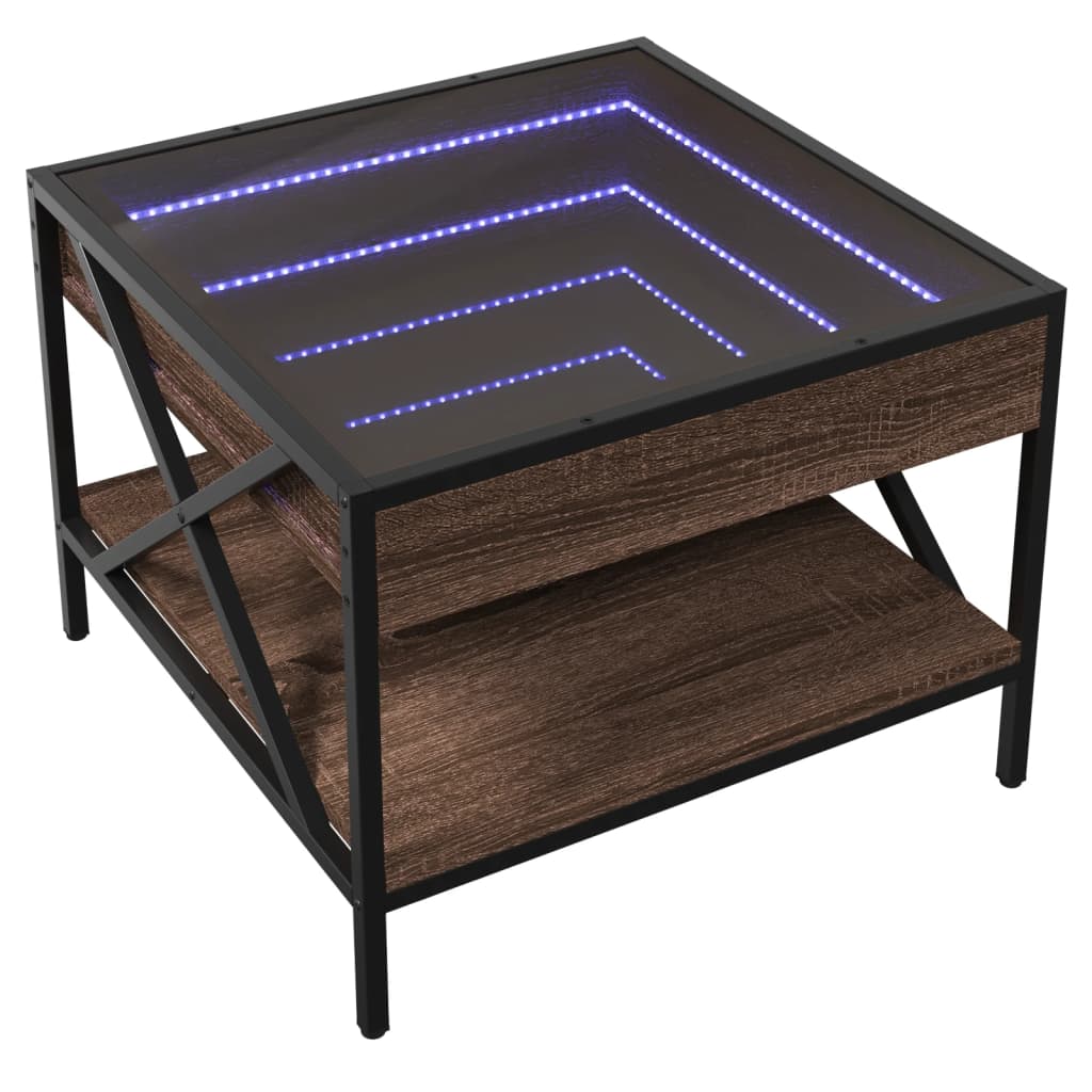 Table basse avec LED Infinity chêne marron 50x50x38 cm - XIOS