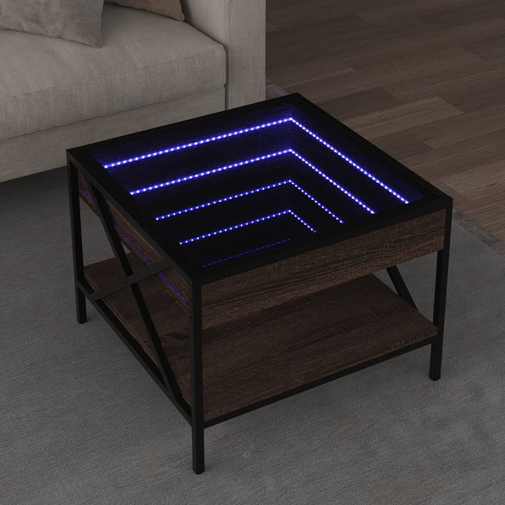 Table basse avec LED Infinity chêne marron 50x50x38 cm - XIOS