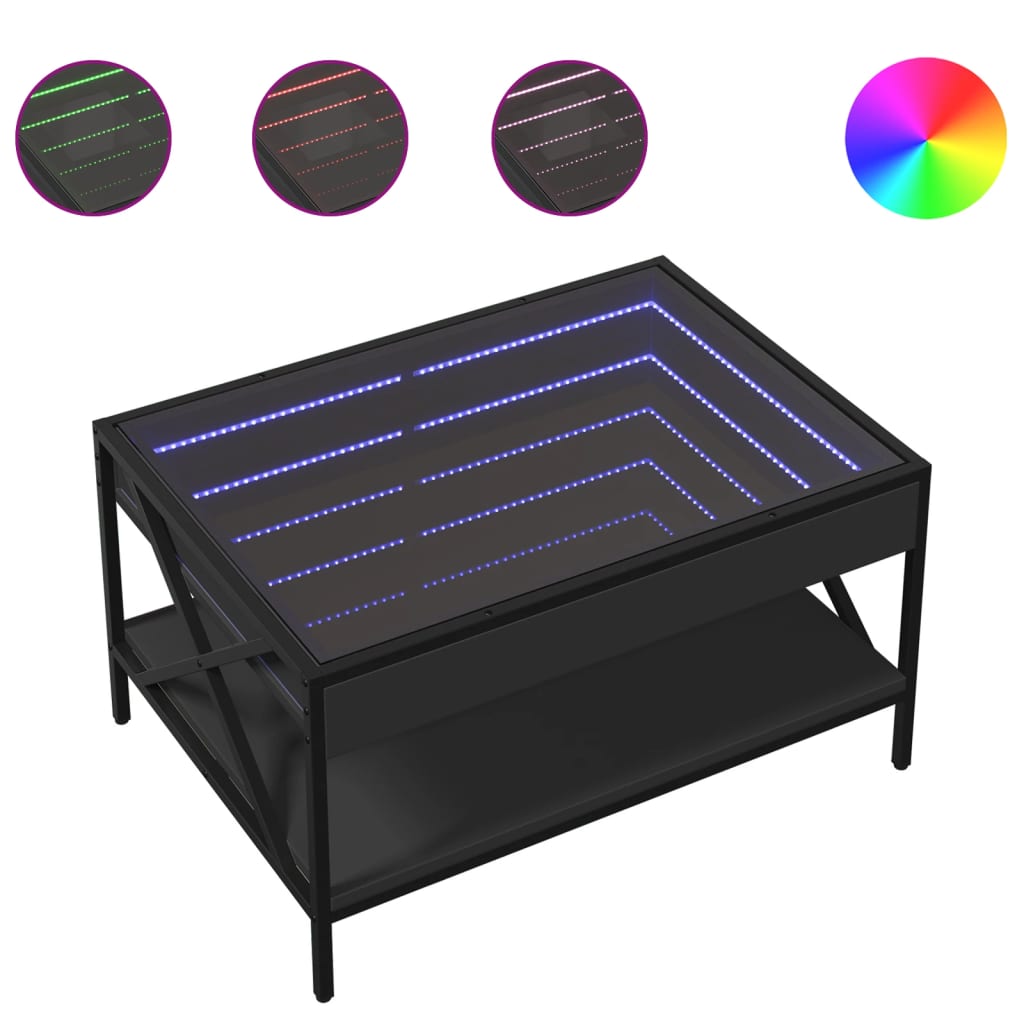 Table basse avec LED infini noir 70x50x38 cm - XIOS