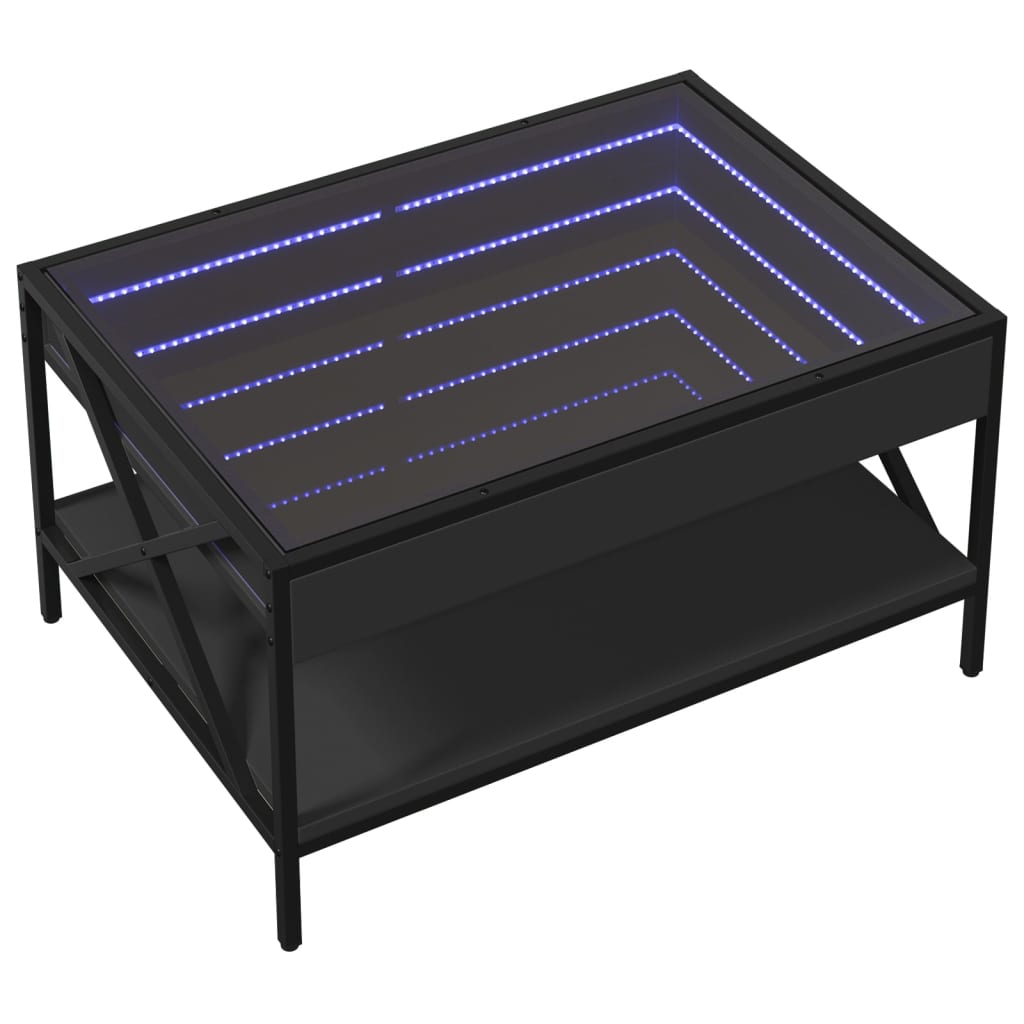 Table basse avec LED infini noir 70x50x38 cm - XIOS