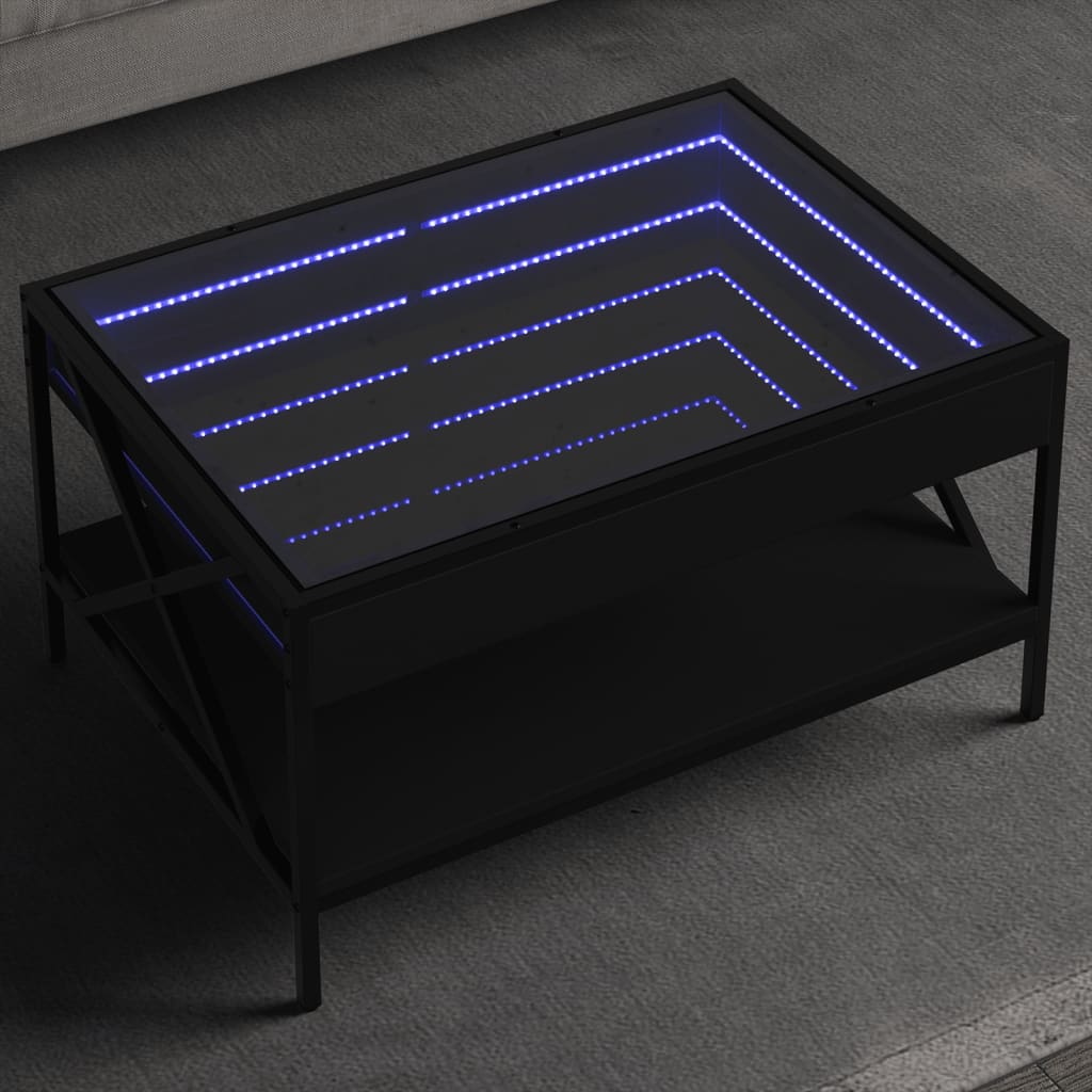 Table basse avec LED infini noir 70x50x38 cm - XIOS