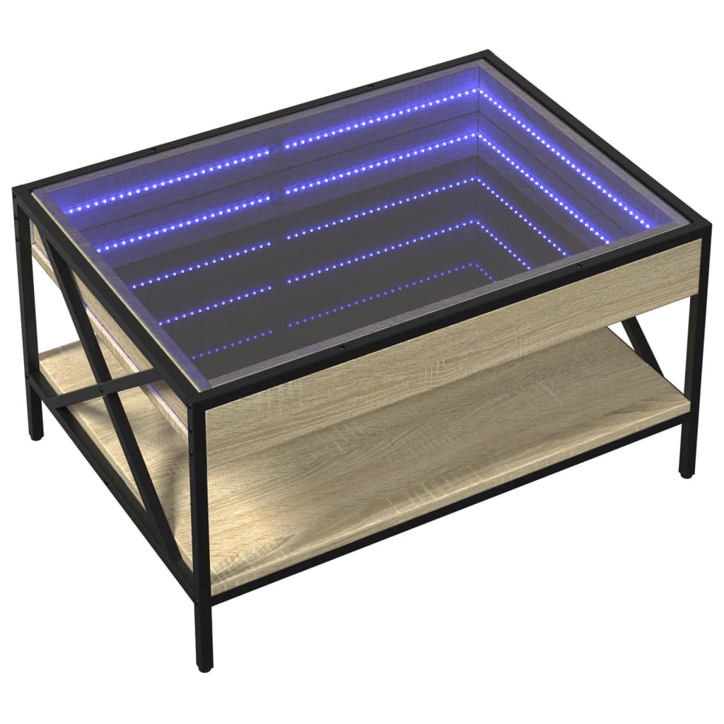 Table basse avec LED infini chêne sonoma 70x50x38 cm - XIOS