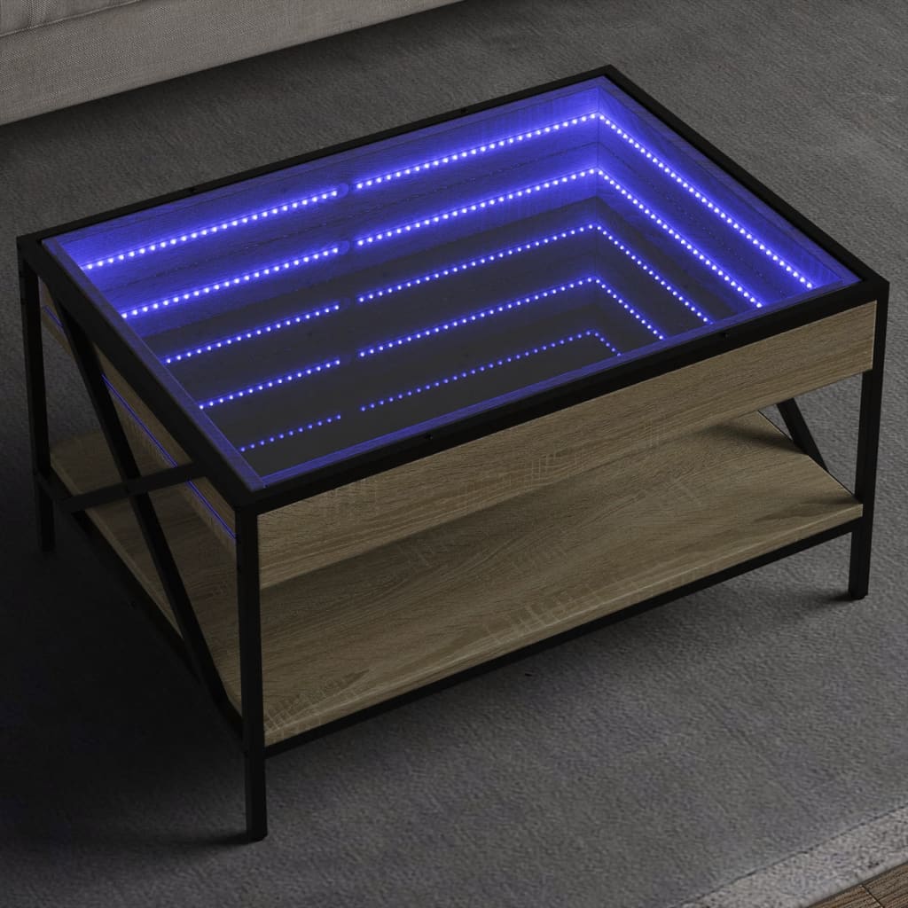 Table basse avec LED infini chêne sonoma 70x50x38 cm - XIOS