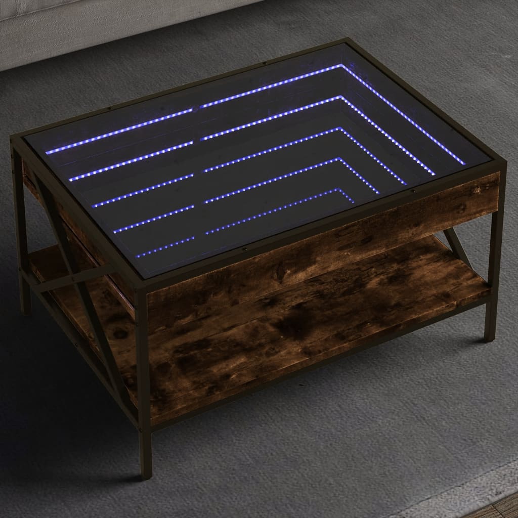 Table basse avec LED Infinity chêne fumé 70x50x38 cm - XIOS