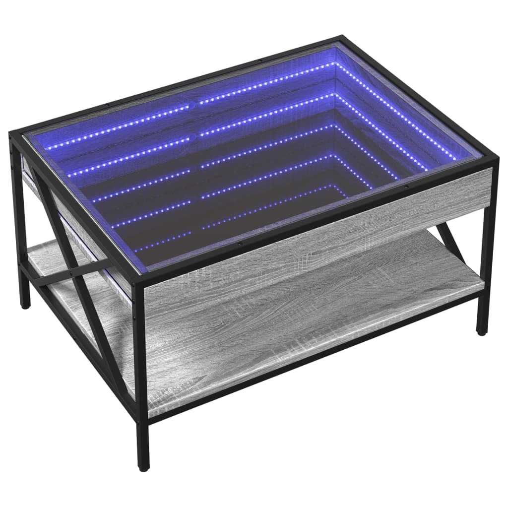 Table basse avec LED infini sonoma gris 70x50x38 cm - XIOS