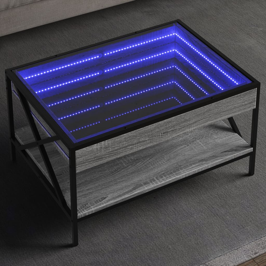 Table basse avec LED infini sonoma gris 70x50x38 cm - XIOS