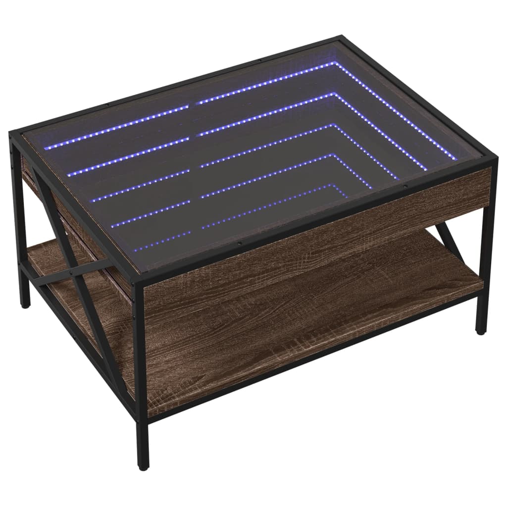 Table basse avec LED infini chêne marron 70x50x38 cm - XIOS