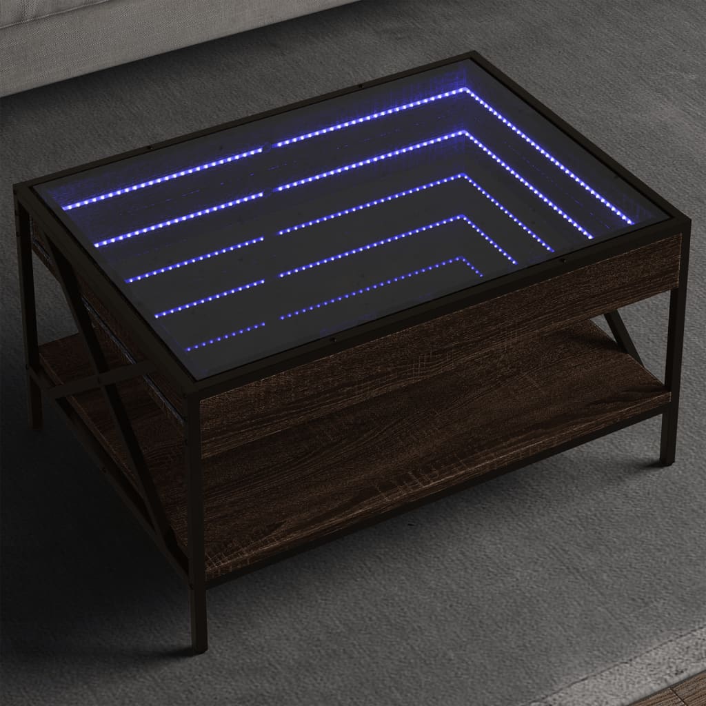 Table basse avec LED infini chêne marron 70x50x38 cm - XIOS