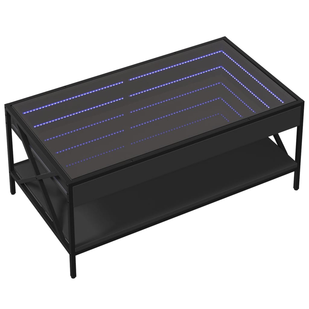 Table basse avec LED infini noir 90x50x38 cm - XIOS