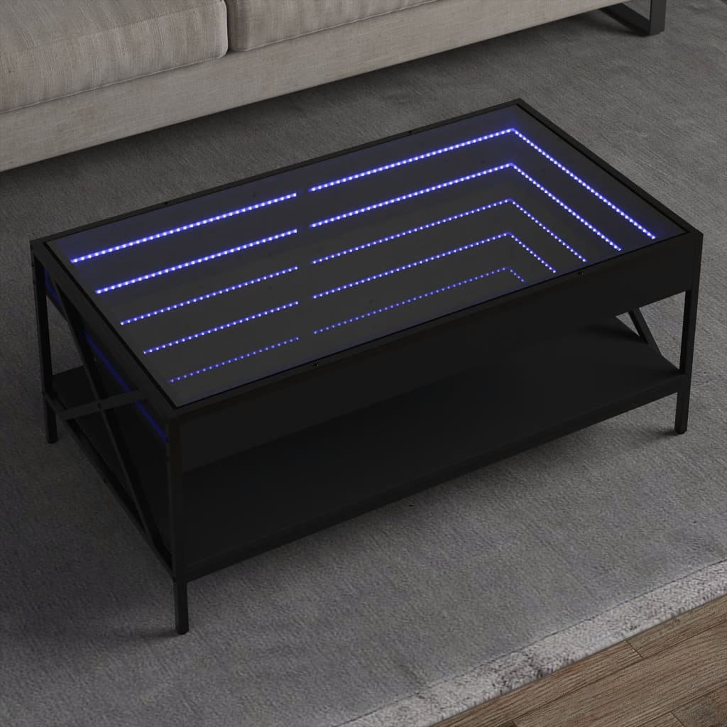 Table basse avec LED infini noir 90x50x38 cm - XIOS