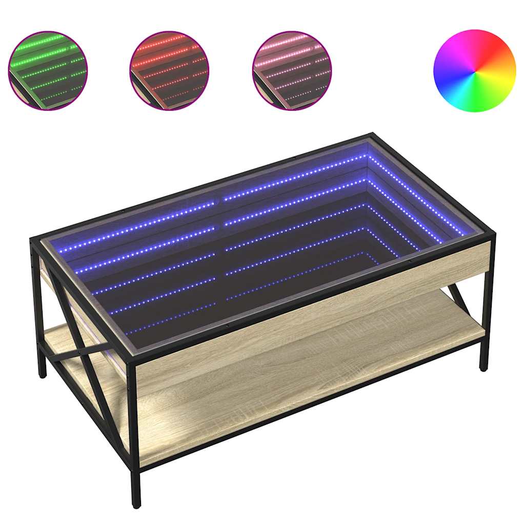 Table basse avec LED infini chêne sonoma 90x50x38 cm - XIOS