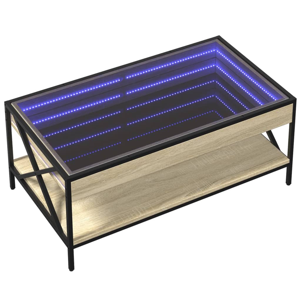 Table basse avec LED infini chêne sonoma 90x50x38 cm - XIOS
