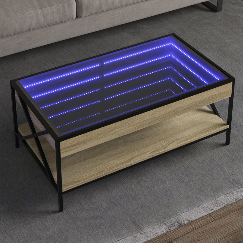 Table basse avec LED infini chêne sonoma 90x50x38 cm - XIOS
