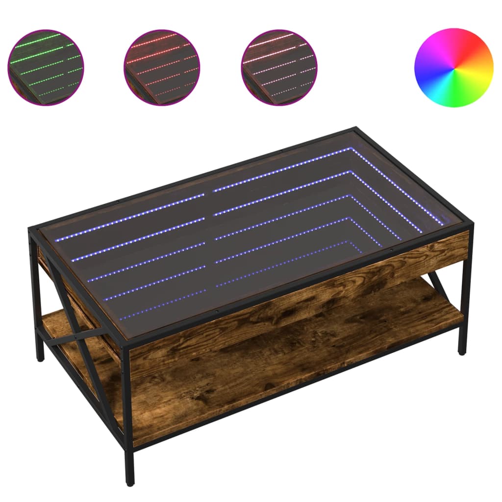Table basse avec LED Infinity chêne fumé 90x50x38 cm - XIOS
