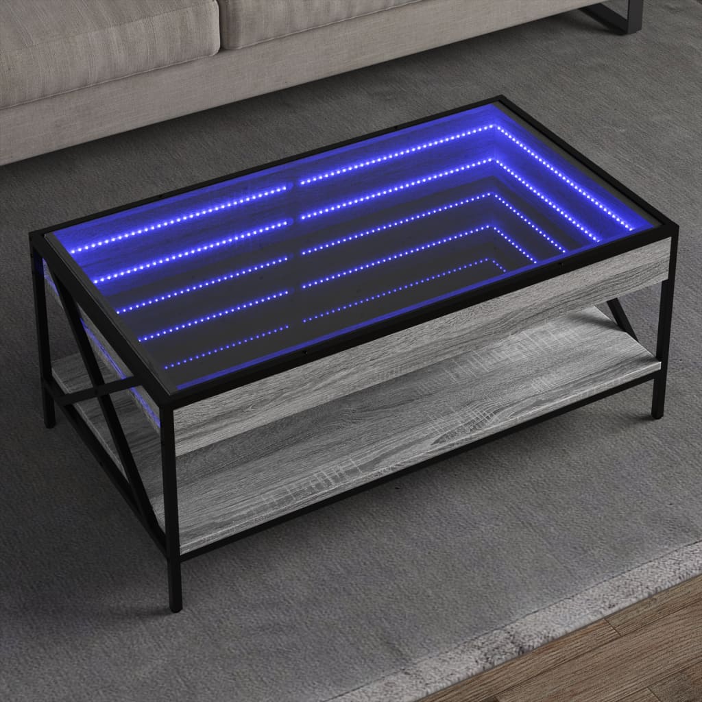 Table basse avec LED infini sonoma gris 90x50x38 cm - XIOS