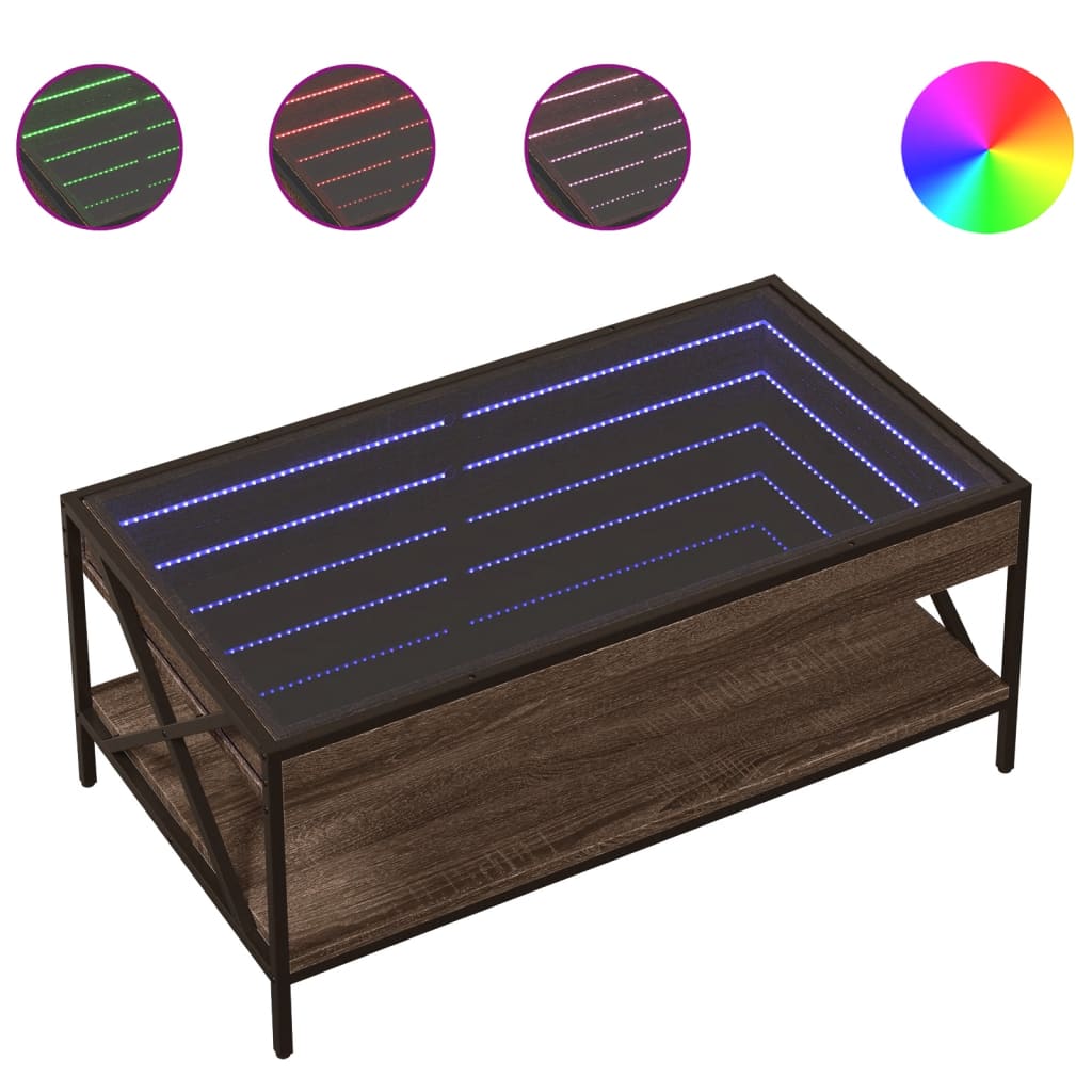 Table basse avec LED Infinity chêne marron 90x50x38 cm - XIOS