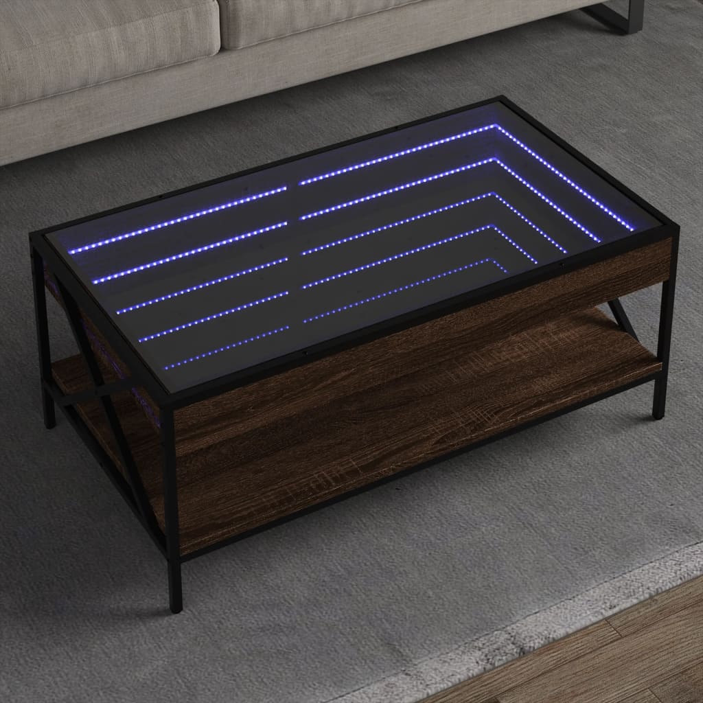 Table basse avec LED Infinity chêne marron 90x50x38 cm - XIOS