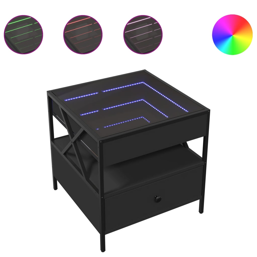 Table basse avec LED Infinity noir 50x50x51 cm - XIOS