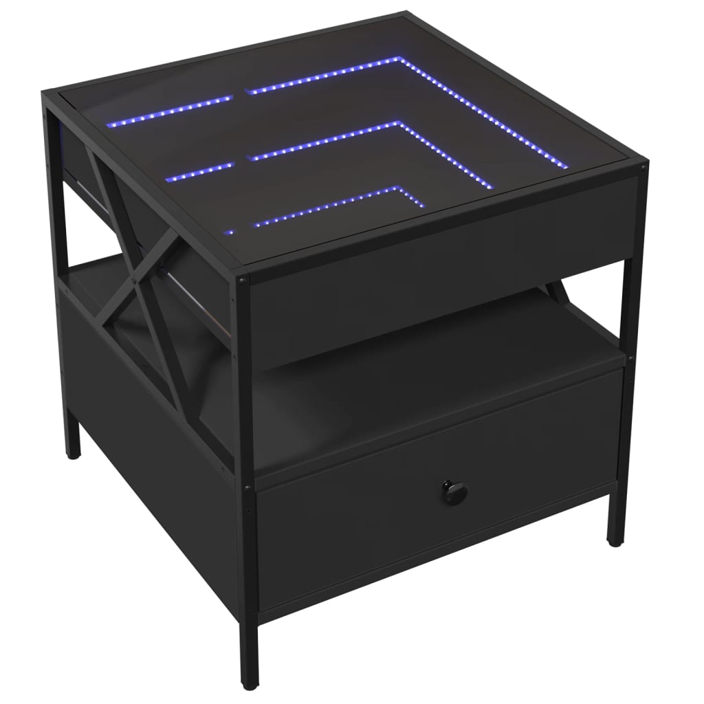 Table basse avec LED Infinity noir 50x50x51 cm - XIOS