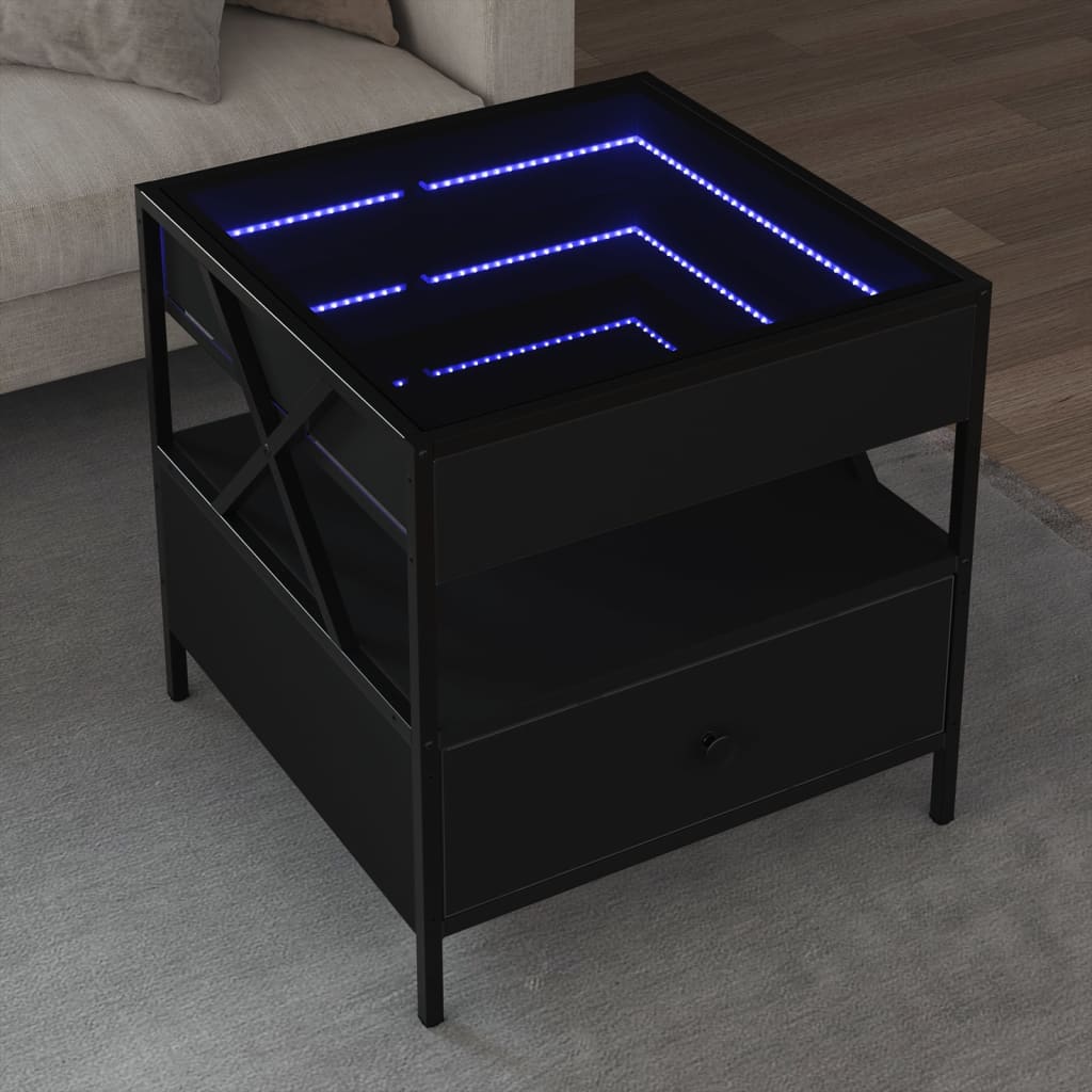 Table basse avec LED Infinity noir 50x50x51 cm - XIOS