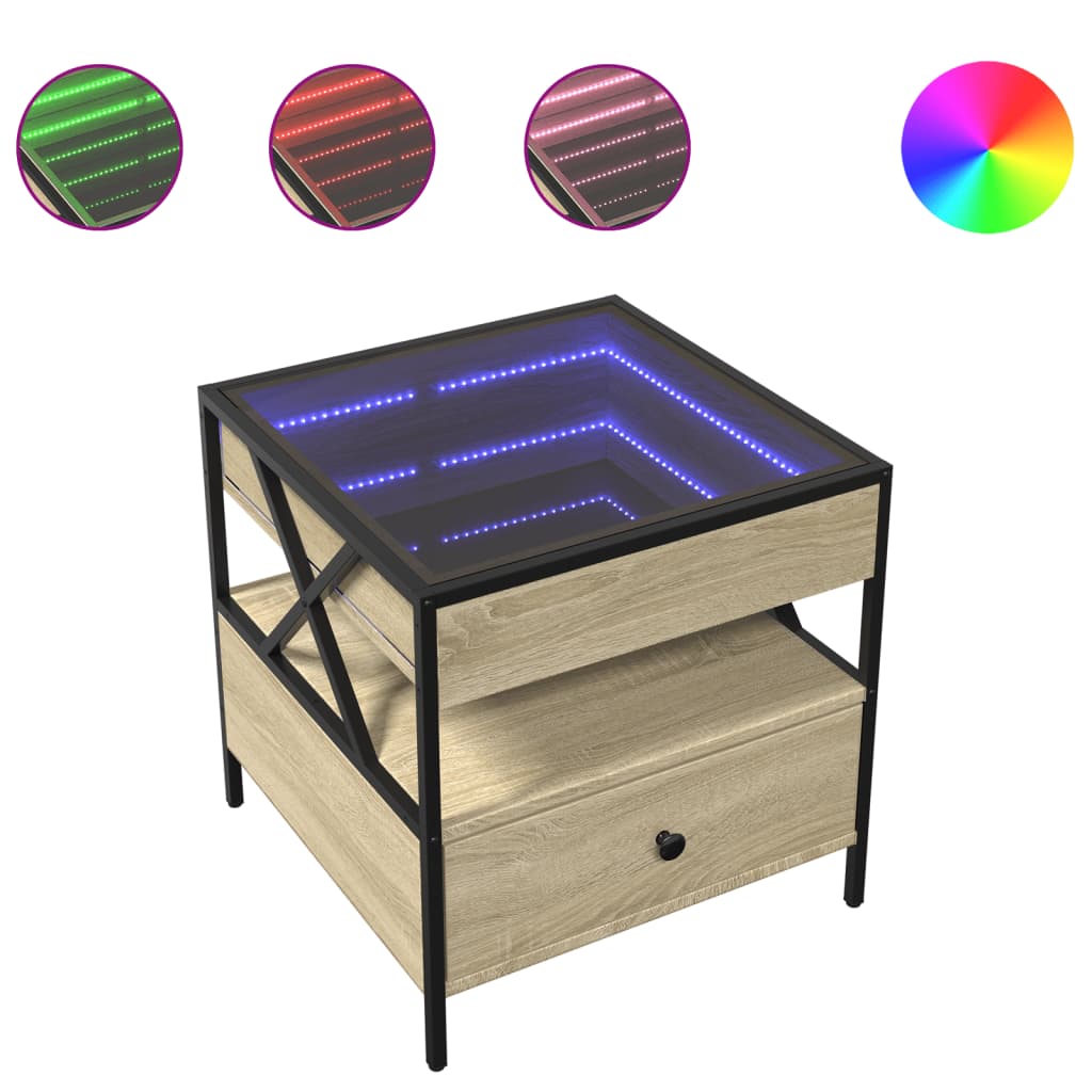 Table basse avec LED Infinity chêne sonoma 50x50x51 cm - XIOS